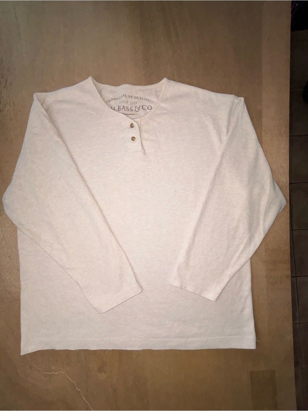 G.H. Bass & Co 100% Cotton Henley Shirt Men’s Large Cream
